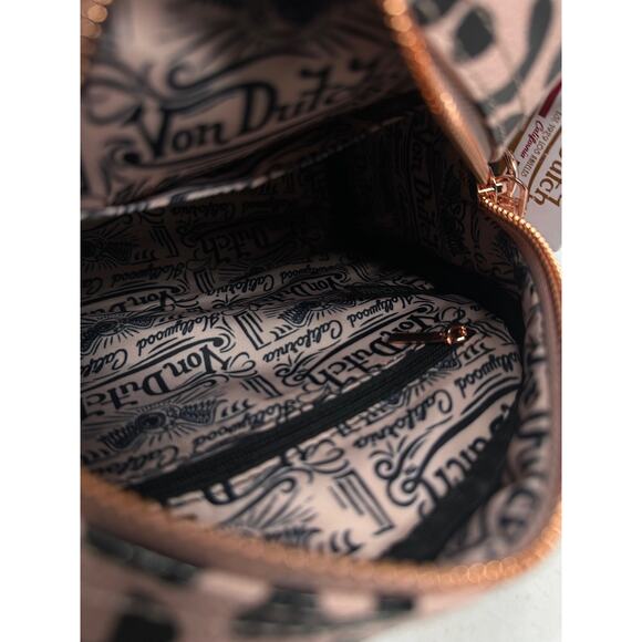 Von Dutch Women's Pink Black Cheetah Small Bowling Crossbody Hand Bag - Picture 7 of 11